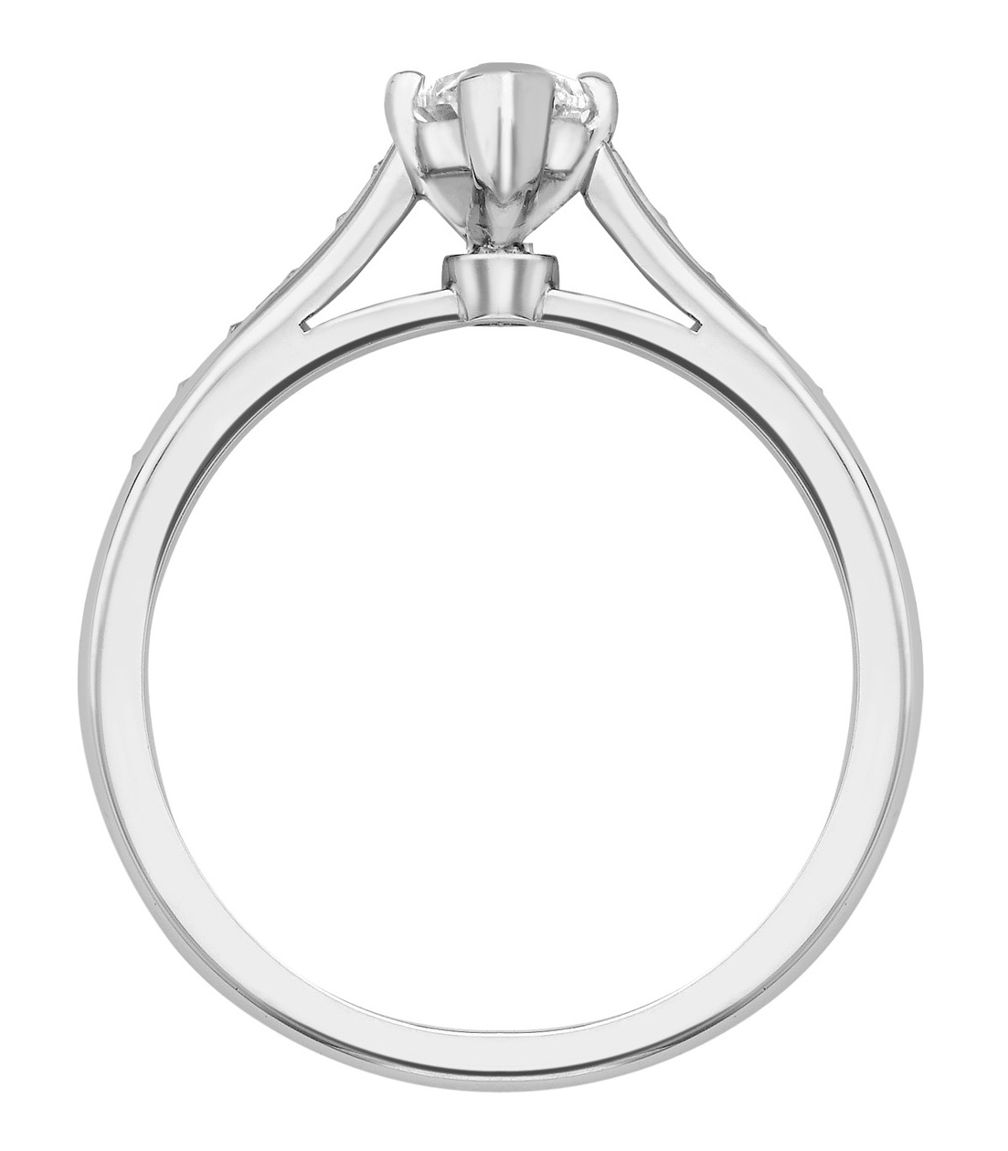 Marquise Cut White Gold Ring with Pave Set Shoulders GRC554  Image 2